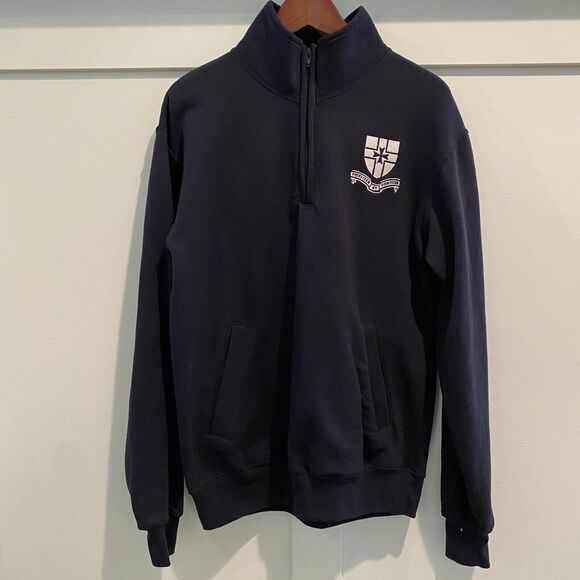 Champion Eco Authentic Quarter Zip Mens M Blue Pullover Fideliter Et Fortiter - Picture 5 of 10